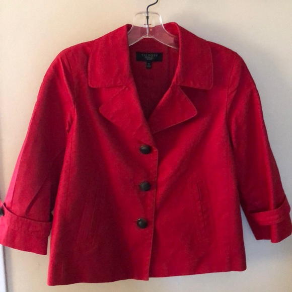 Talbots red linen blazer with pleated back - Picture 4 of 16